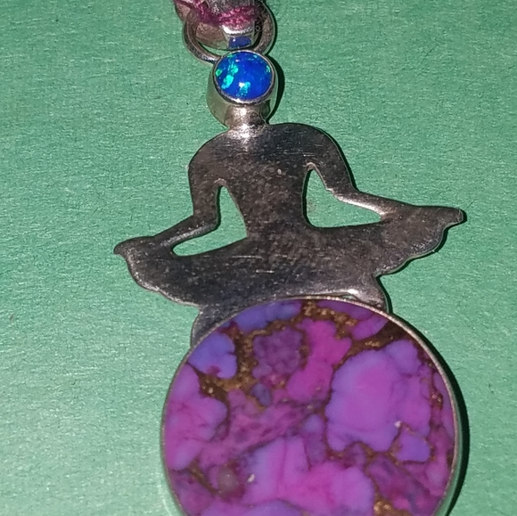 New Sterling silver Purple  Turquoise  Yoga Goddess pendant - Picture 5 of 5